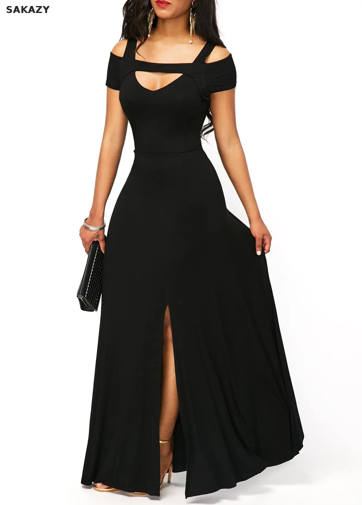 

Plus Size For Women 5xl Black Casual Dress Women Maxi V-neck Solid Color Fashion Party Dress Womens Clothes Lager Size Dresses