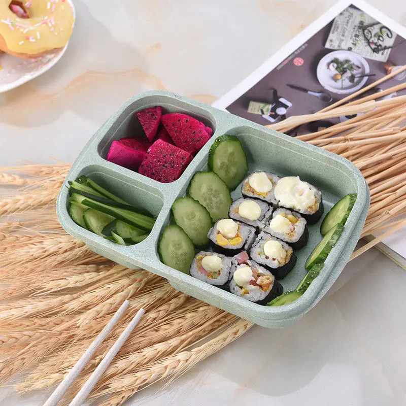 Wheat Non-pollution Microwave Bento Lunch Box Picnic Food Container Storage Box
