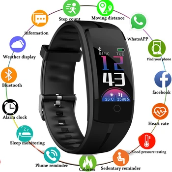 

0.96" TFT Color Screen Heart Rate Smart Bracelet IP67 Waterproof Blood Pressure Spo2 Remote Control Weather Forecast Watchband