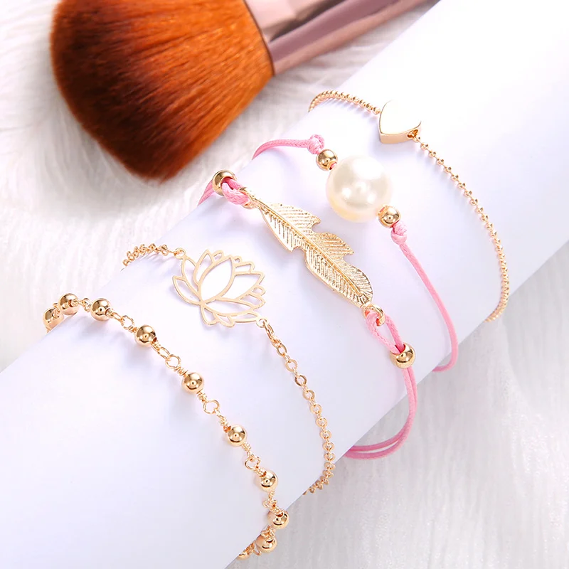 

Women Ethnic Style Bracelets Set Rope Weaving Bracelet Lady Exquisite Jewelry LXH