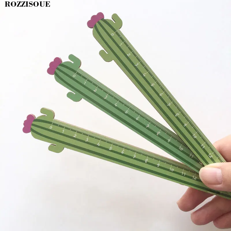 

3pcs Ruler Cactus Madera Wooden Straight Kawaii Ruler 15 Cm Measure Study Drawing Student Stationery School Office Supply Gift