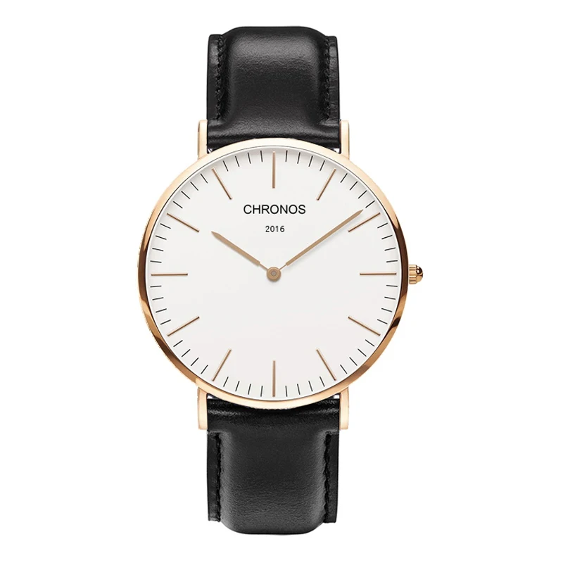 Часы Chronos мужские простые кварцевые с кожаным ремешком|watch stick|watch trackerwatch logo |
