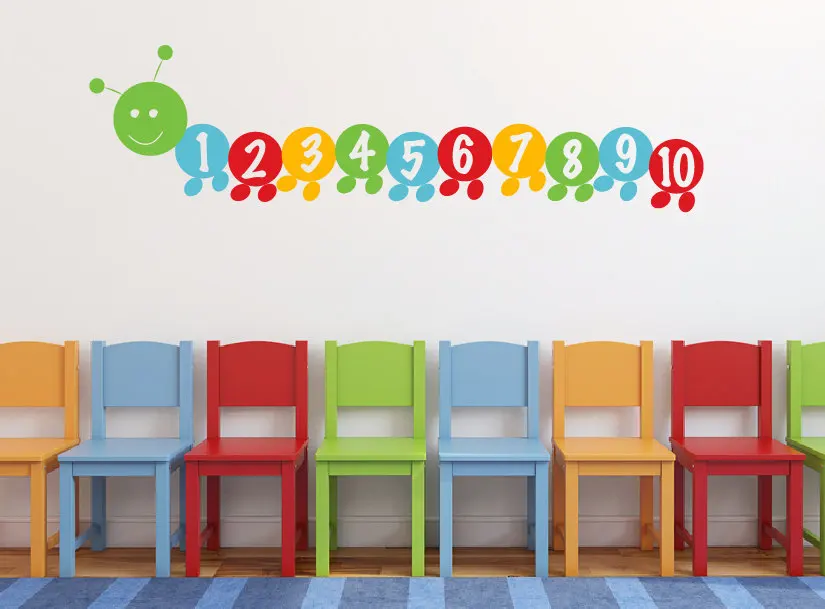 

Very hungry worm Number stickers Counting number decals Children's wall decal for kids Playroom wall decal F837