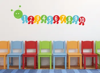 

Very hungry worm Number stickers Counting number decals Children's wall decal for kids Playroom wall decal F837