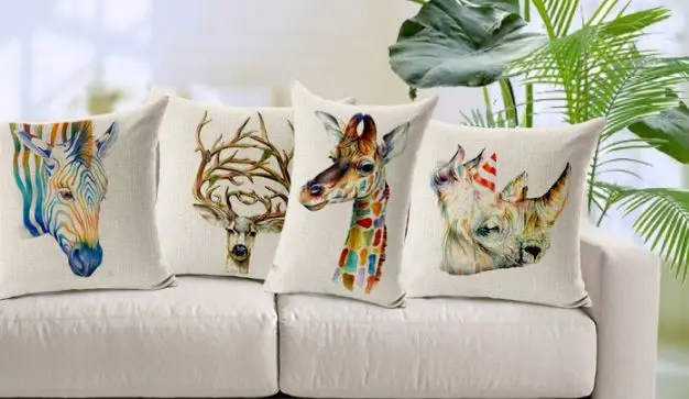 Animal Cushion Covers Sofa Pillowcases Decorative Throw Pillows Home Animal Cushion Covers Sofa Pillowcases Decorative Throw Pillows Home Decor Vintage Burlap Cotton Linen Deer Zebra