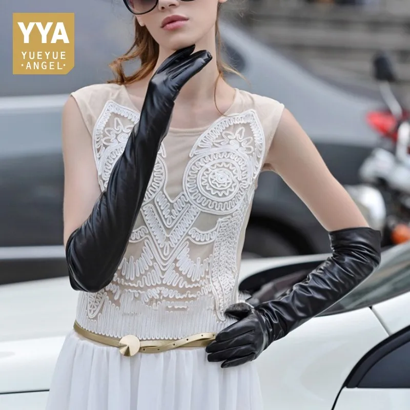 

2019 New Arrival Luxury Womens Gloves Genuine Leather For Woman Gloves Fashion Solid Long Woman Winter Gloves Plus Size M-XL