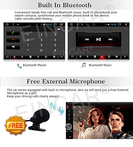 Sale Eincar 7inch 2 din GPS Android Car Stereo GPS Navigation 6.0 Microphone Front&Backup Cameras support Mirror link Wifi Bluetooth 2