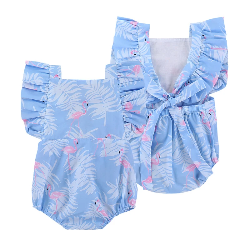 

NEW Baby Girl Clothing Lucky Child Cotton Ruffled Flamingo Rompers & Headband Set Newborn Photography Props Christmas Gift