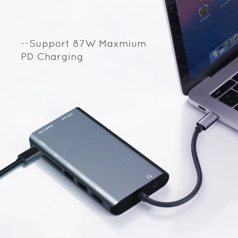 USBC to Rj45 Lan 4K HDMI VGA 2USB 3.0 SD Card Slot Reader 8 In 1 Type C Dock Adapter Hub for Macboo