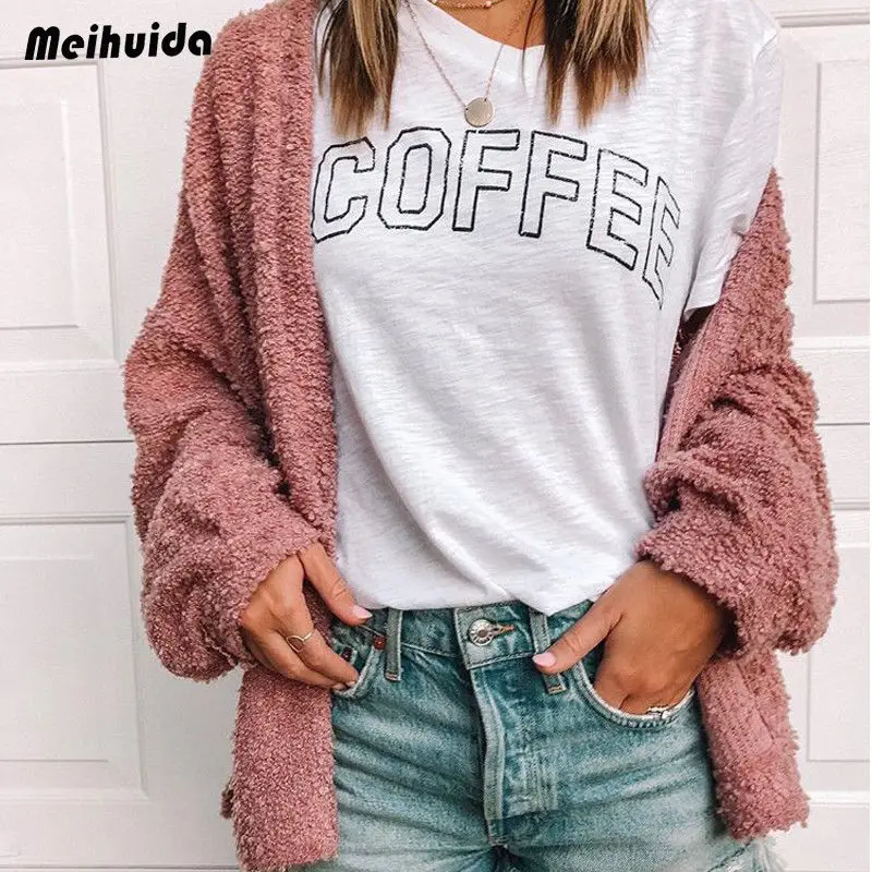 

MeiHuiDa 2018 New Style Fashion Women's Ladies Open Front Solid Long Sleeve Sweater Cardigan Coat