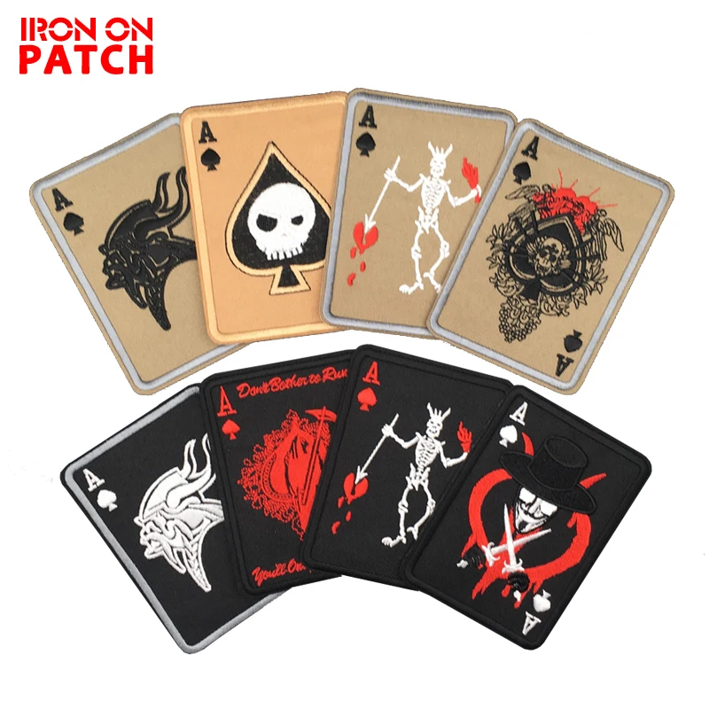 Poker-Viking-Tarot-Patch-Band-Vintage-Ghost-Patch-Ironable-Embroidered-Patches-For-Clothes-Badge-Iron-On