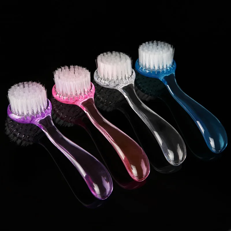 1Pc Nail Dust Cleaning Brush With Cover Plastic Round Washing Nail Brush Manicure Pedicure Nail
