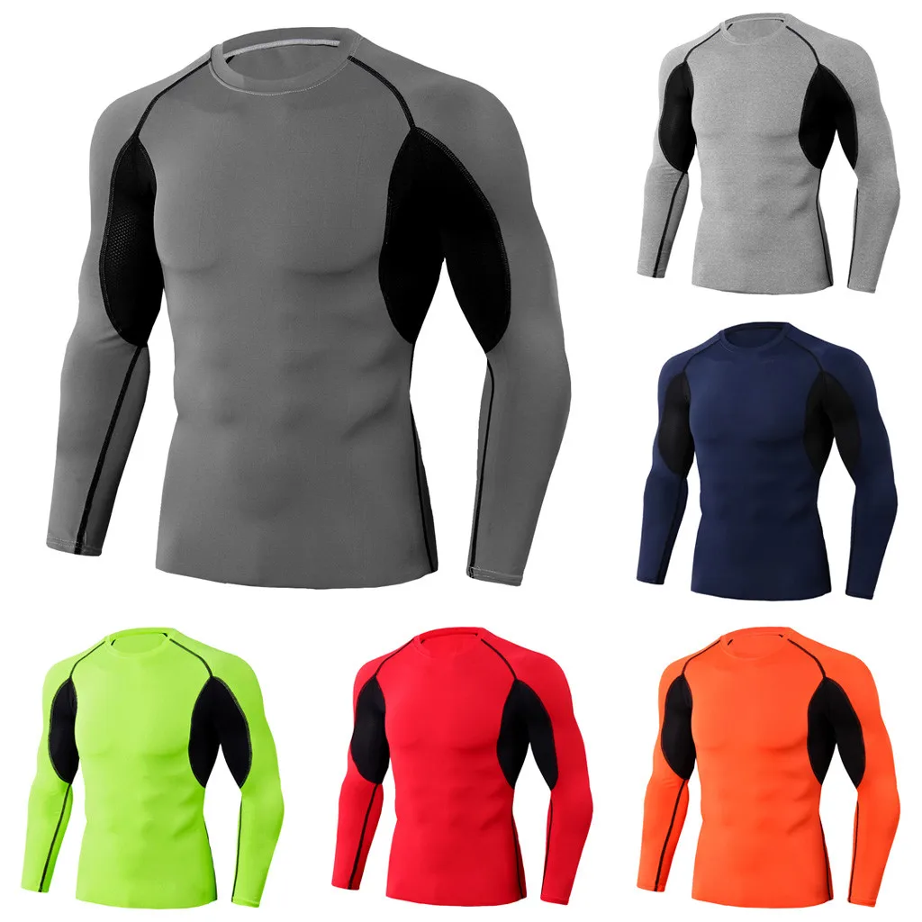 Мужская компрессионная футболка для спортзала, Быстросохнущий тренировочный комплект для фитнеса, Рашгард, мужская спортивная одежда для бега# XTN