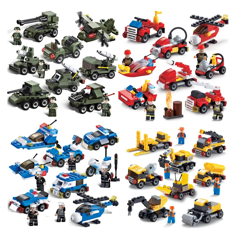 City Series Building Blocks Fire Fighting Trucks Car Helicopter Bricks Compatible Legoing City Firefighter Figures DIY Kids Toys