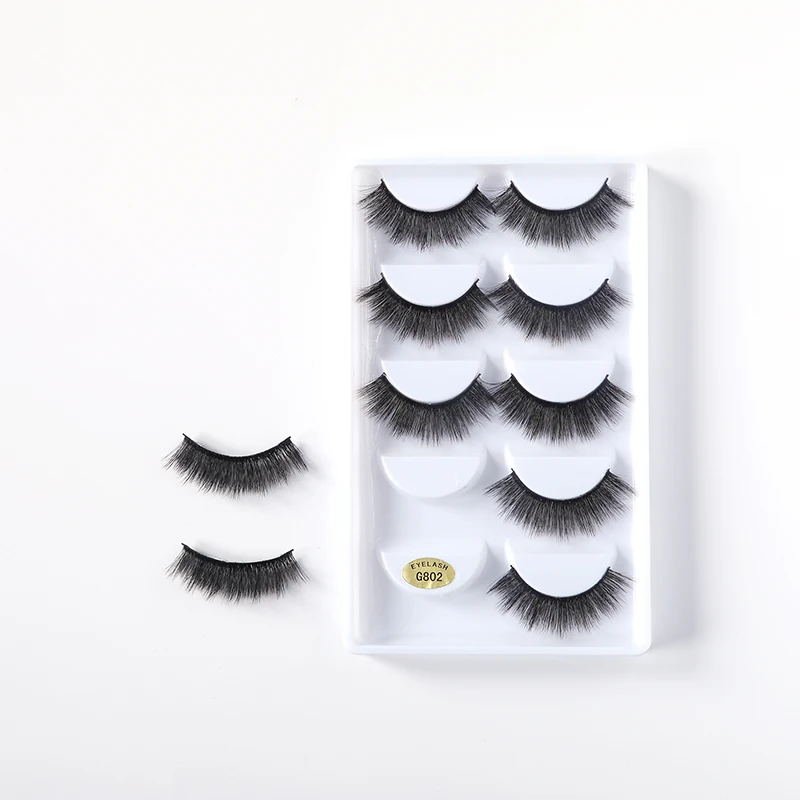 

3D Real Mink False Eyelashes 100% Siberian Mink Fur Luxurious Soft Cross Thick Very Long Fluffy Party Dance Fake Eye 5 Pairs/Box