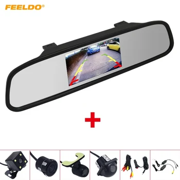 

FEELDO 4.3"LCD TFT Rearview Mirror Monitor Rear View Parking Backup Camera Video System 2.4G Wireless Cigarette Lighter Optional