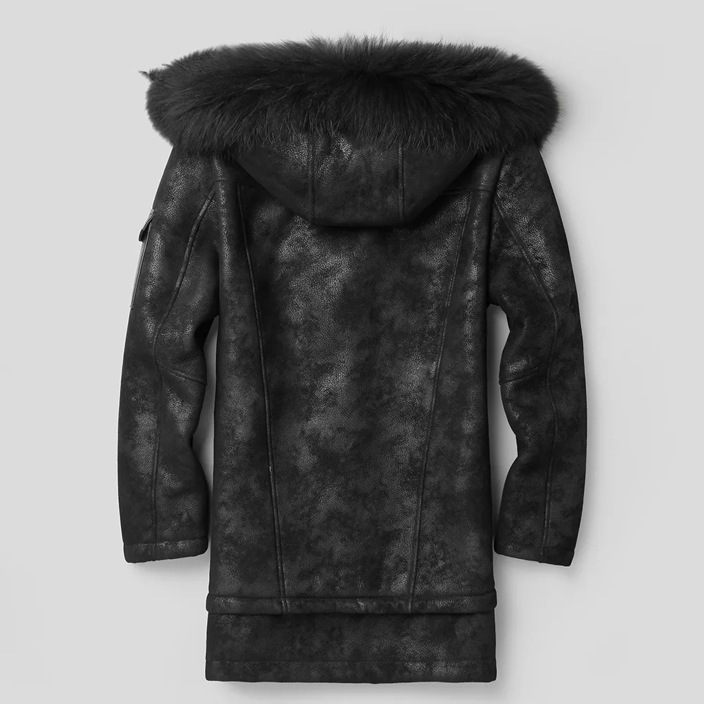 Genuine Leather Jacket Winter Jacket Men Raccoon Fur Collar Sheepskin Coat for Men Wool Fur Liner Warm Jacket F-CQ-1807 MY1808