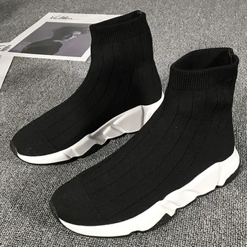 

Women Flat Ankle Sock Boots Stretch Fabric Shoes Slip On Knitted Design Fashion Booties Casual Women Trainers
