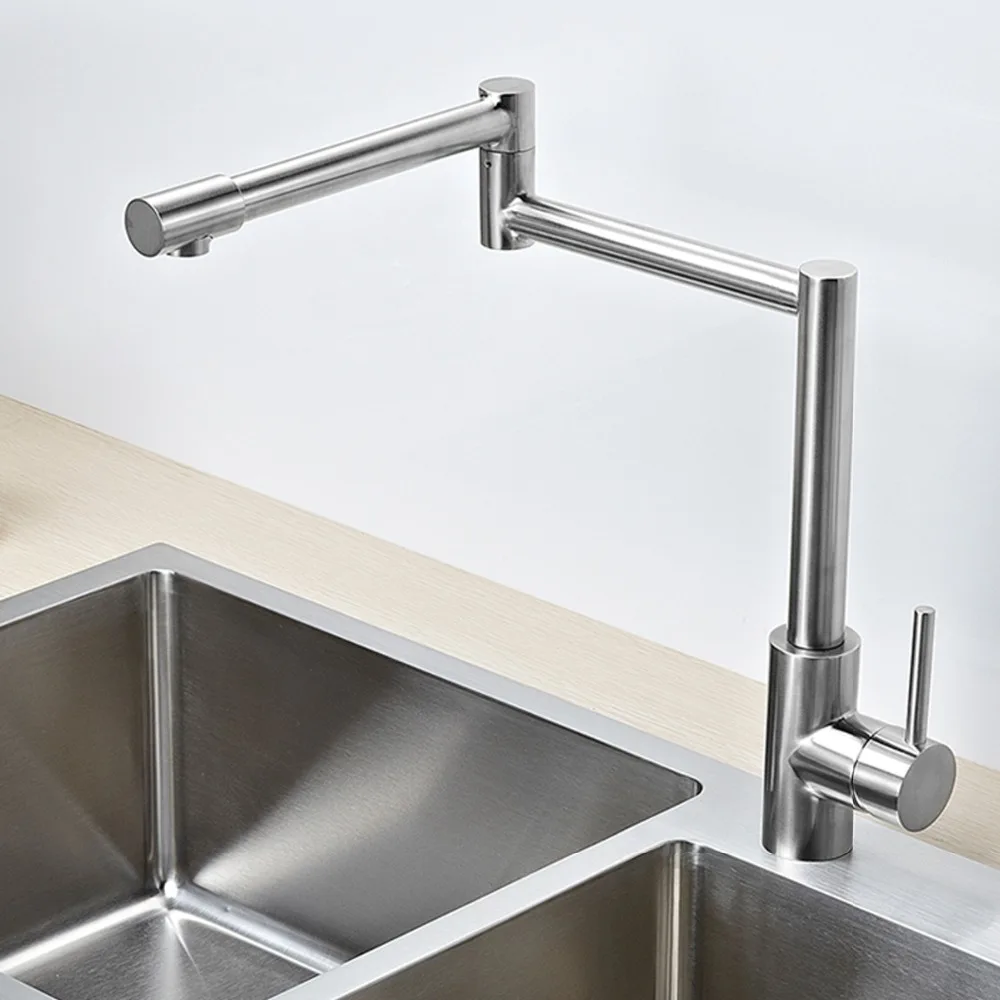 Solid stainless steel pot filler kitchen bar sink faucet,brushed nickel