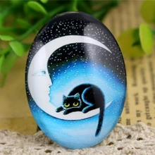 2 шт 30x40 мм Новая мода Кошка Луна ручной работы фото стеклянные кабошоны узор куполообразные ювелирные изделия аксессуары Supplies-I3-27