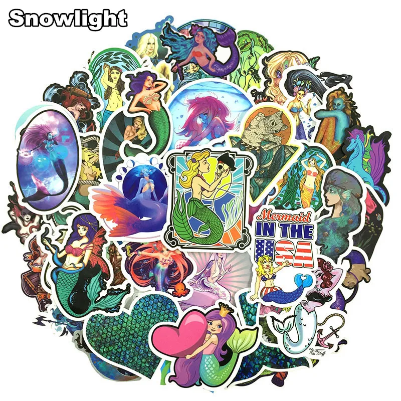 

50 Pcs/lot Marine Mermaid Cartoon Toy Sticker For Luggage Notebook Computer Skateboard Motorcycle Fun Graffiti Stickers
