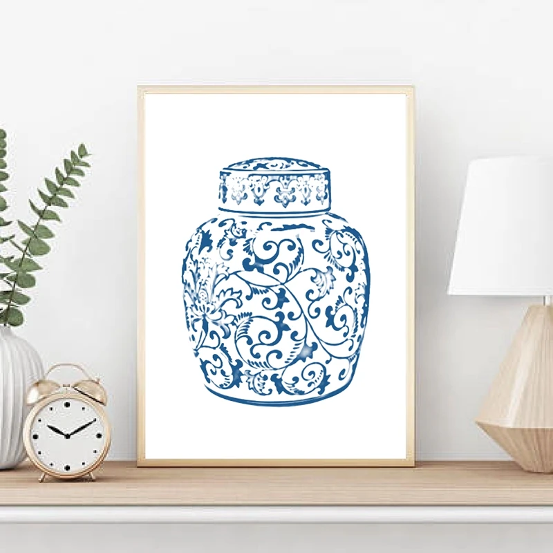 Chinoiserie Vases Canvas Print Living Room Decor