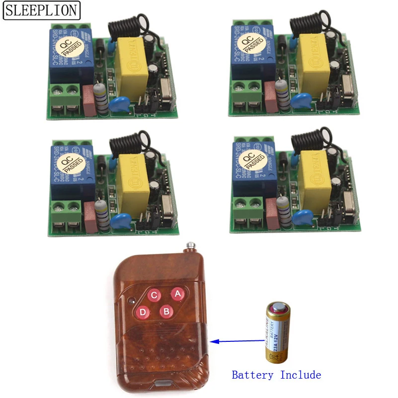 110V 220V 1CH RF Wireless Remote Switch Wireless Light Lamp LED Toggle switch 4 Receiver 123 Transmitter 315433MHz (4)