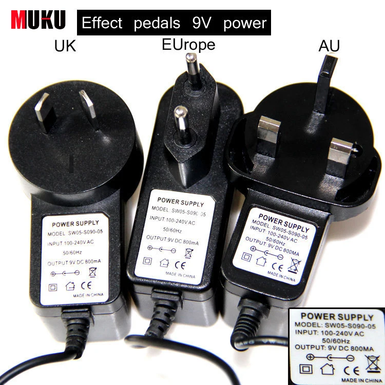 

9V DC 800MA guitar effect pedal power supply adapter EU AU UK Plug