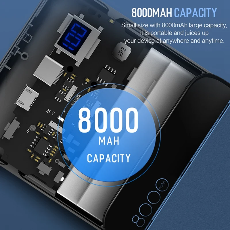 8000mAh LED LCD Wireless Charger Power Bank, ROCK 8000 mAh Digital Display Power Bank with Wireless Charger Function