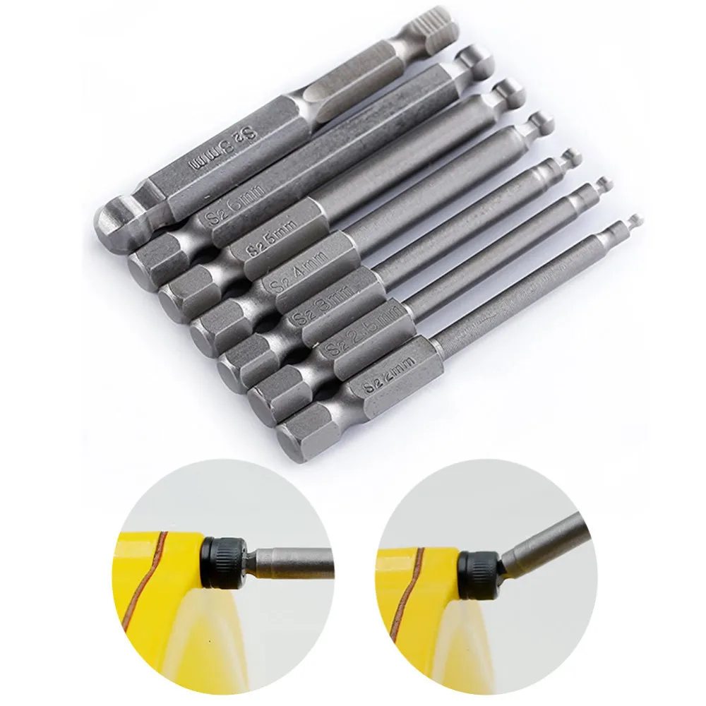 7pcs 65mm Ball End Hexagon Head Screwdriver Bits Screwdriver