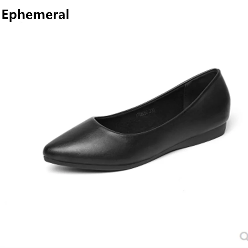 

Lady mujer mocasines Pointed Toe Flats Cute Shoes For Spring Soft Bottom Breathable Black White Max size 45-34 for wide Foot OL