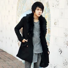 Зимнее мужское двубортное шерстяное пальто большого размера плюс с меховым воротником, длинные зимние куртки, парки, верхняя одежда хорошего качества