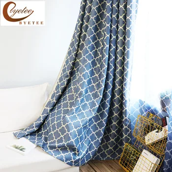 

[byetee] Modern Grid Curtains For Living Room Bedroom Study room Geometric pattern Fabric Drapes
