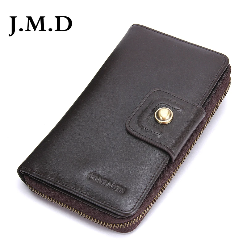 

J.M.D 2017 New Business Men Long Wallet Hasp Zipper Designer Genuine Leather Male Purse Brand Mens Clutch Luxury Wallets