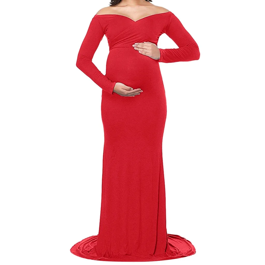 

Women's Maternity Dresses For Photo shoot Floor Length Dress for Mother Gravida dress Vestido embarazada Robe femme enceinte C4