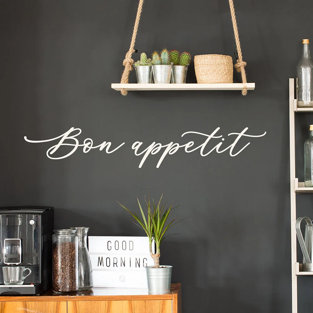 BooDecal Quote Series French Bon Appetit Wall Saying Quotes Vinyl Decals Stickers for Restaurant Kitchen Dining Room Cafe 24 inches x 10 inches 