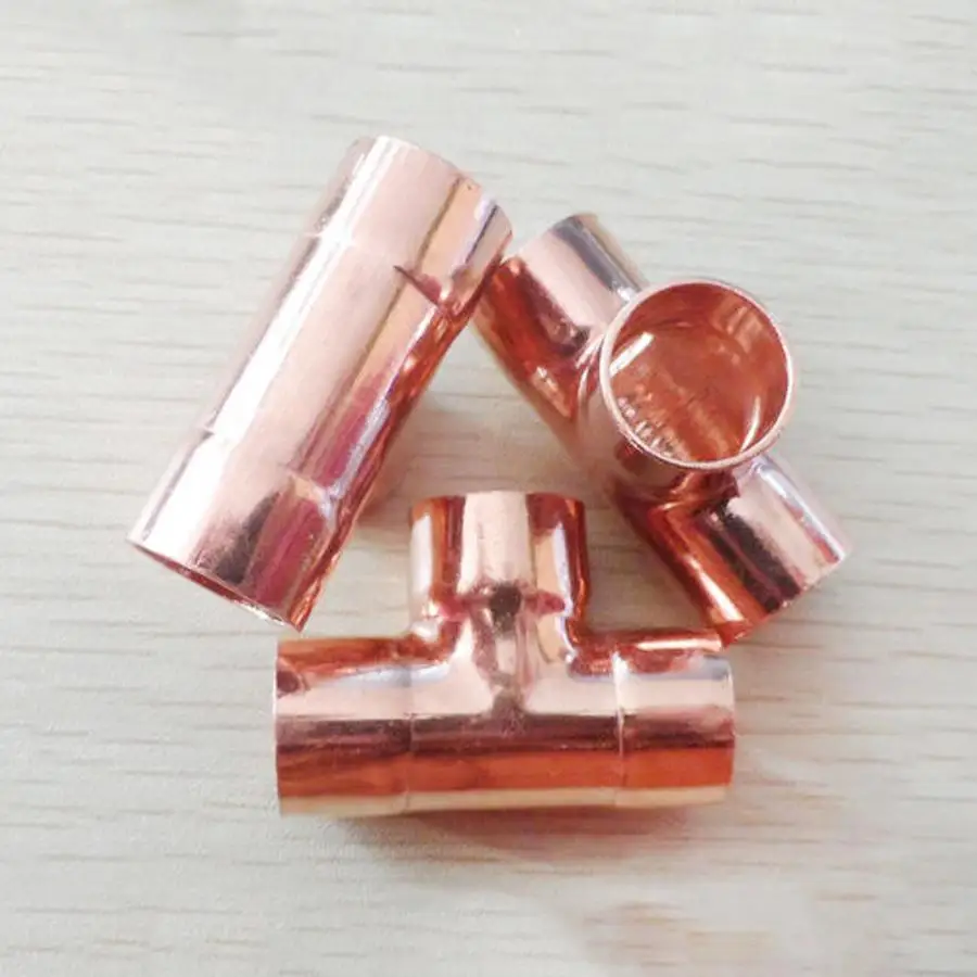 

8mm Inner Dia x0.8mm Thickness Copper Equal Tee Socket Weld End Feed Coupler Plumbing Fitting Water Gas Oil