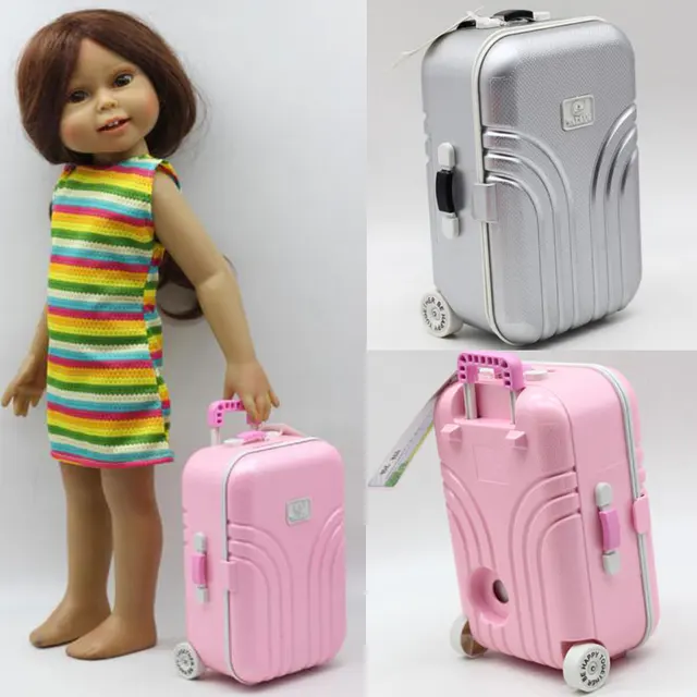 New 43cm Baby Dolls Travel Suitcase Pink Silver Suitcase For 18 inch