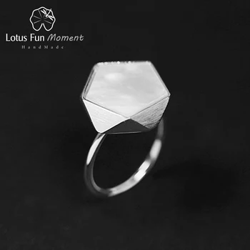 

Lotus Fun Moment Real 925 Sterling Silver Creative North European Style Geometric Angles Design Fashion Jewelry Rings for Women