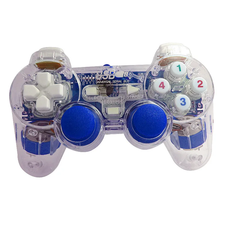 

2019 USB Wired Transparent Shell Gamepad Illuminated 3D Rocker Handle Controller
