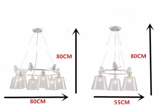 Люстра в скандинавском стиле из смолы с птицами, светодиодные лампы для гостиной, светодиодная люстра E27, светодиодный светильник, художественные стеклянные светодиодные люстры
