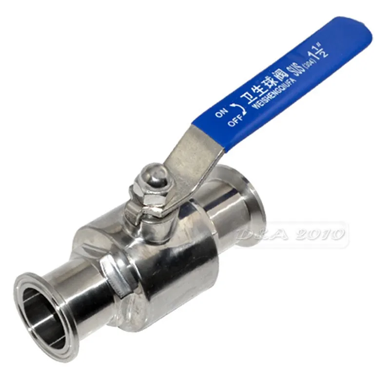 

1-1/2" 1.5" 38MM Flow Pipe OD Sanitary Full Port Ball Valve Clamp Type Ferrule Stainless Steel SS SUS 316