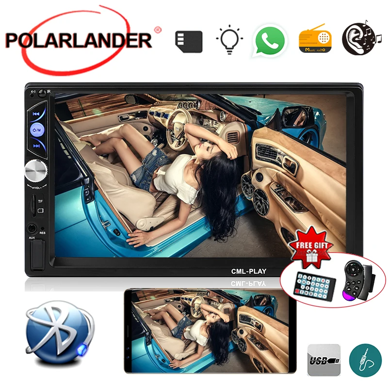 Стерео MP5 плеер 2DIN USB/AUX/FM/SD Bluetooth 7 дюймовый HD зеркальный экран Android зеркальное
