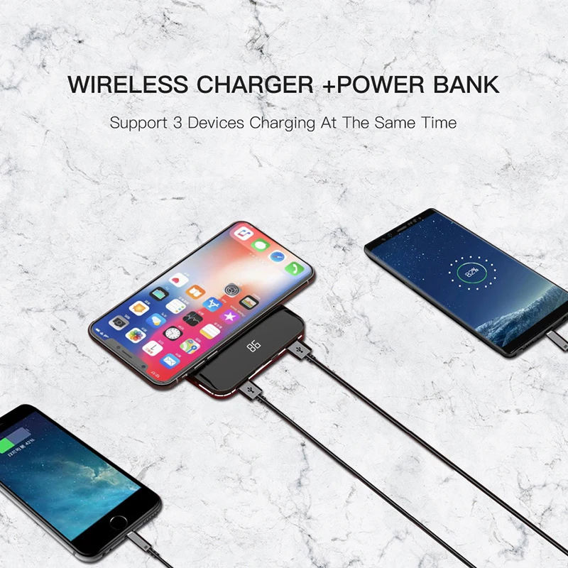 Travelcool 8000mAh QI Wireless Charger Dual USB Portable Power Bank For Samsung Charger Wireless External Battery Pack Powerbank