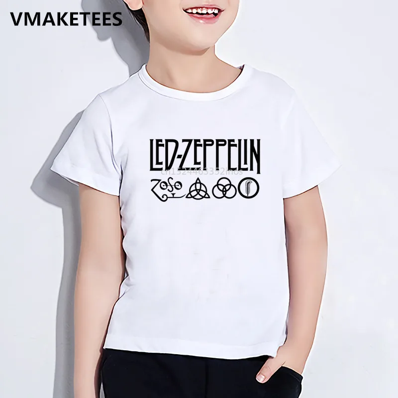 Детская летняя футболка для мальчиков и девочек детская футболка с принтом Led Zeppelin Heavy Metal Rock модная повседневная одежда для малышей HKP4070
