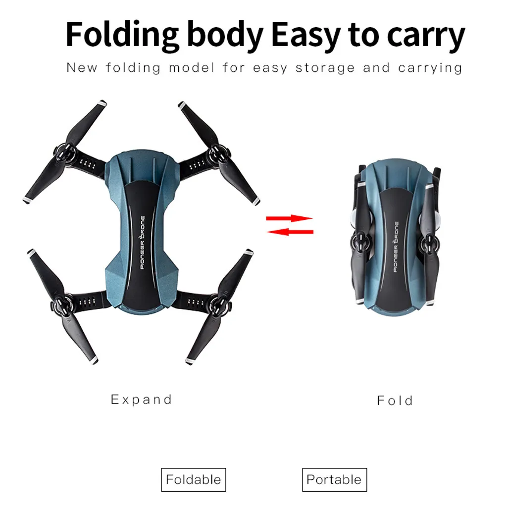 

Black Optical Flow Electricity Adjustment FOV 1080PHD WiFi FPV Drone RC Quadcopter Dec10