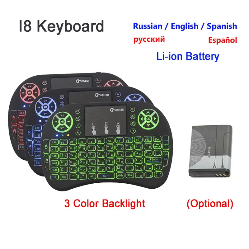 

Russian English Spanish 2.4GHz Wireless i8 Keyboard Touchpad Thai French Arabic 7 versions For Android TV BOX Air Mouse PS3 PC