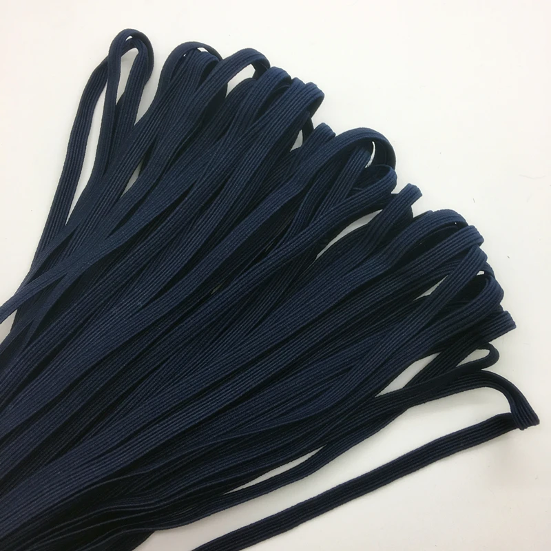 5yards/lot 1/4" 6mm Navy blue Multirole Thickening Satin Elastic Band Trim Sewing Spandex Lace Trim