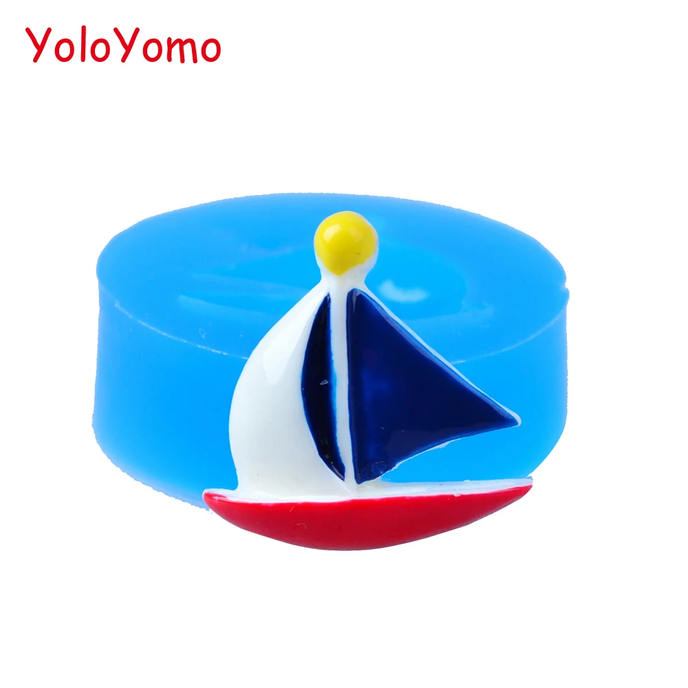 

F156YL Sailing Boat Silicone Mold 27mm - Soap Cake Decoration Air Dry Polymer Clay Molds, Sugarcraft Mold