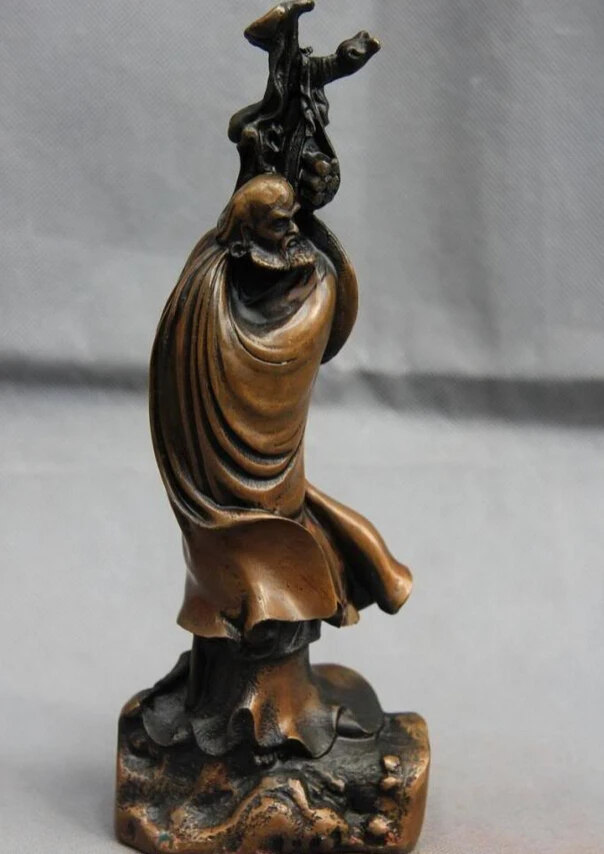 

S1044 Chinese Folk Fane Copper Bronze DaMo Damour Bodhidharma Lohan monk Buddha Statue D0318
